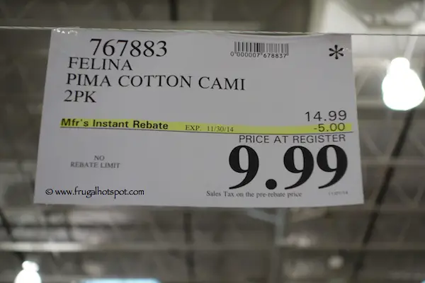 Felina Pima Cotton Cami 2-Pack Costco Price