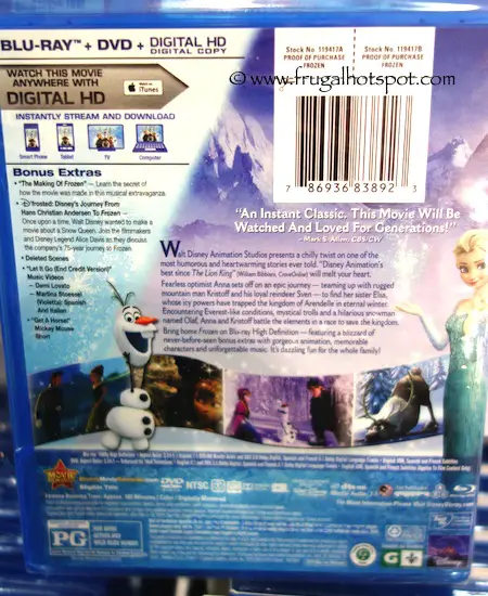 Disney Frozen Collector's Edition Blu-ray/DVD/Digital Copy Costco / Frugal Hotspot