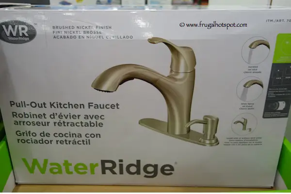 WaterRidge Brushed Nickel Finish 8" Single Handle Pull-Out Kitchen Faucet Costco
