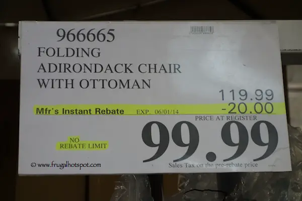 Folding Adirondack Chair with Ottoman Costco Price ...