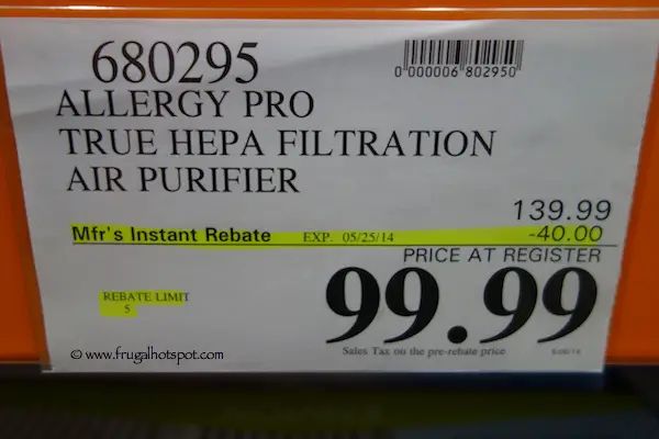 Allergy Pro True HEPA Air Purifier Costco Price