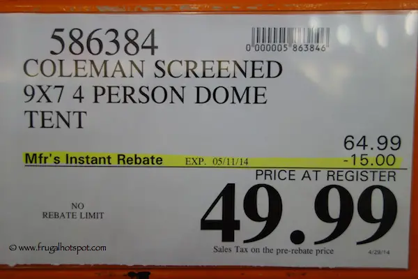Coleman Screened 4 Person Evanston Tent Costco Price