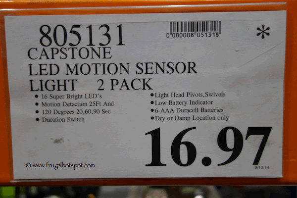 Capstone LED Motion Sensor Light 2-Pack Costco Price