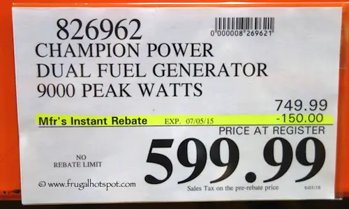 Champion Dual Fuel Portable Generator Costco Price #826962