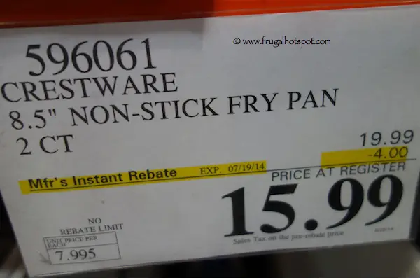 Crestware 8.5" Non-Stick Fry Pan 2 Count Costco Price