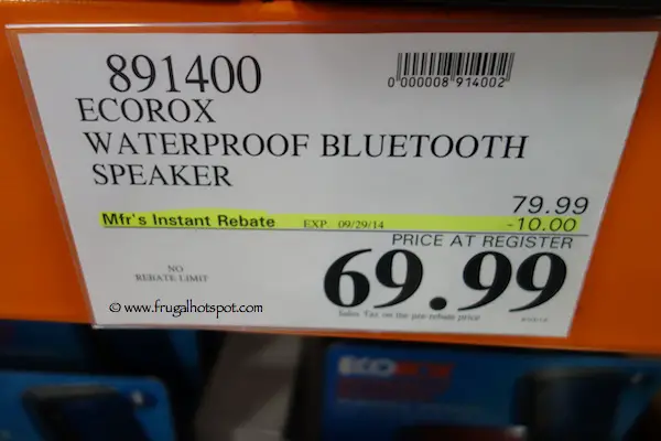 Ecorox Waterproof Bluetooth Speaker Costco Price