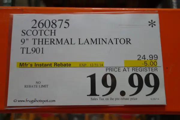 Scotch 9" Thermal Laminator Costco Price
