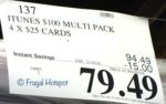 Costco Sale Price: iTunes Gift Cards $100 Multi-Pack