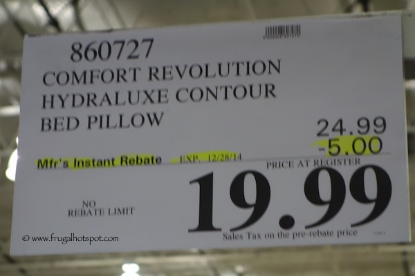 Comfort Revolution Hydraluxe Contour  Bed Pillow Costco Price