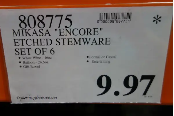 Mikasa Encore Etched Stemware Set of 6 Costco Price