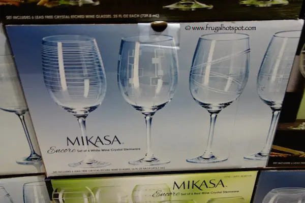 Mikasa Encore Etched White Wine Stemware Set of 6 Costco