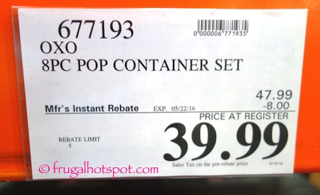 Oxo SoftWorks 8-Piece POP Container Set Costco Price | Frugal Hotspot