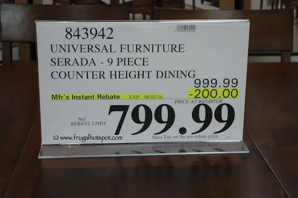 Universal Furniture Serada 9 Piece Counter Height Dining Set Costco Price