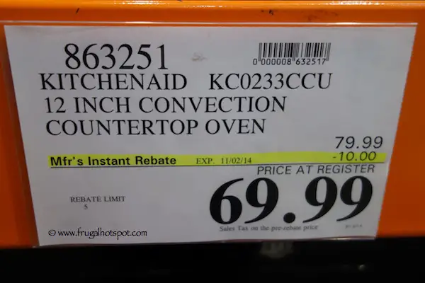 KitchenAid KC0233CCU 12-Inch Convection Countertop Oven Costco Price