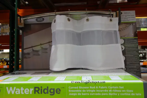 WaterRidge Curved Shower Rod & Fabric Curtain Set Costco
