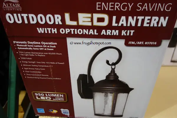 Altair Lighting Outdoor LED Lantern with Optional Arm Kit Costco