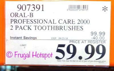 Costco Sale Price: Oral-B Pro Care 2000 Dual Handle Rechargeable Toothbrushes