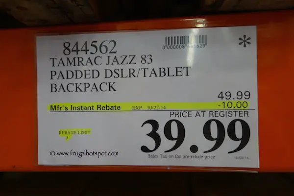 Tamrac Jazz 83 Padded DSLR Tablet Backpack Costco Price