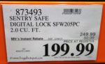 Costco Sale Price: SentrySafe 2.0 Cu Ft Digital Safe