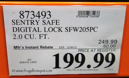 SentrySafe Digital Safe 2.0 Cu. Ft. Costco Price