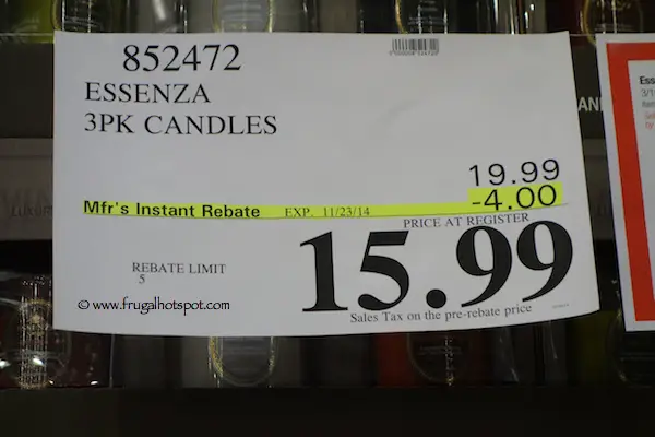 Essenza Vintage Luxury Fragrant Candles 3-Pack Costco Price