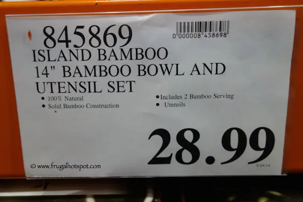 14" Bamboo Serving Bowl & Utensil Set by Island Bamboo Costco Price