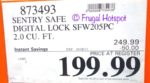 Costco Sale Price: SentrySafe 2.0 Cu Ft Digital Safe