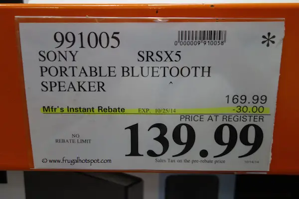 Sony Portable Bluetooth Speaker  SRS-X5 Costco Price