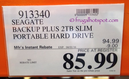 Seagate Backup 2TB Slim Portable Hard Drive with Case & 18-inch USB 3.0 Cable Costco Price | Frugal Hotspot