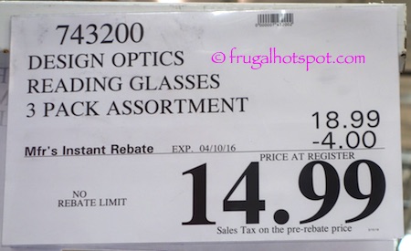 Design Optics 3-Pack Reading Glasses Costco Price | Frugal Hotspot