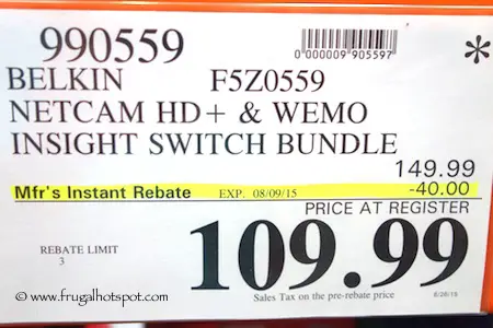 Belkin Home Monitoring Bundle Netcam HD + WeMo (F5Z0559) Costco Price