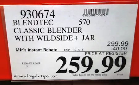 Blendtec Classic 570 Blender with Wildside+ Jar Costco Price