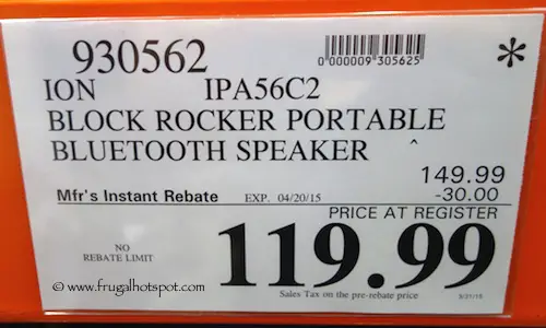 Ion IPA56C2 BLock Rocker Portable Bluetooth Speaker Costco Price
