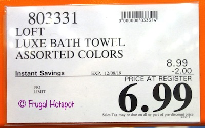 Loft Luxe Spa Bath Towel Loftex Costco Sale Price