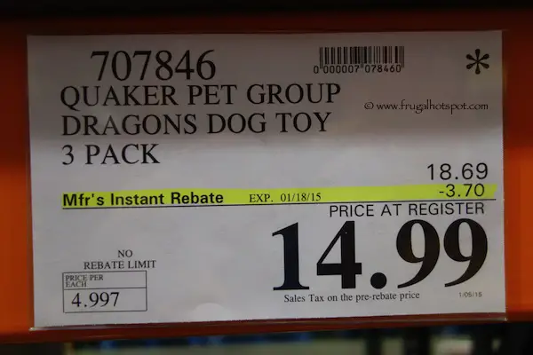 Quaker Pet Group Dragons Dog Toy 3-Pack Costco Price