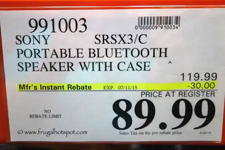 Sony SRS-X3KIT Portable Bluetooth Speaker Costco Price