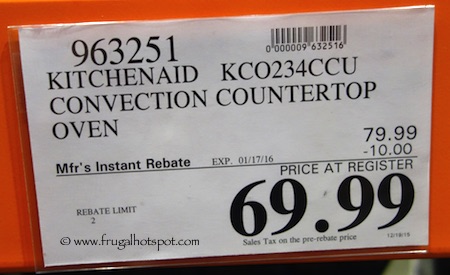 KitchenAid 12" Convection Countertop Oven Costco Price