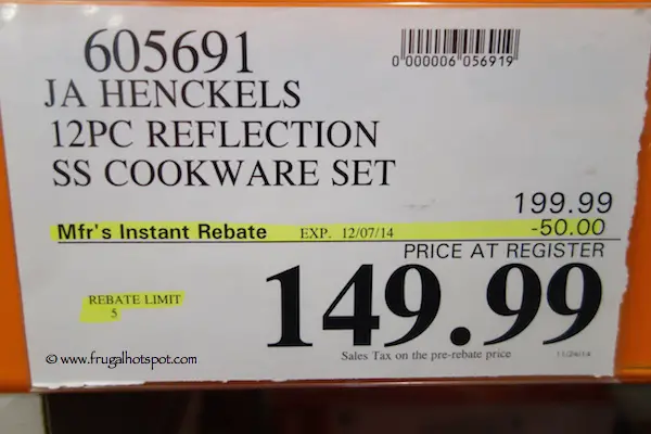 J.A. Henckels Reflection 12 Piece Stainless Steel Cookware Set Costco Price