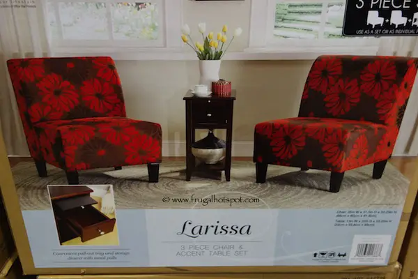 Ave Six Larissa 3-Piece Chair & Accent Table Set Costco