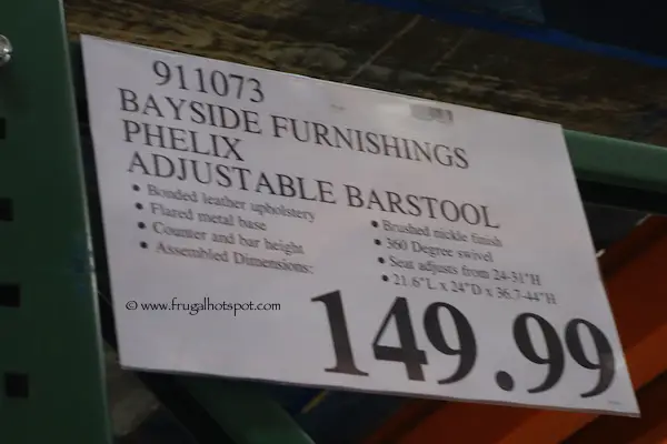 Bayside Furnishings Phelix Gas Lift Bar Stool Costco Price