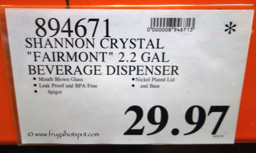 Shannon Crystal Fairmont 2.2 Gallon Beverage Dispenser Costco Price