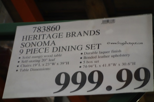 Intercon Heritage Brands Sonoma 9 Piece Dining Set Costco Price
