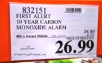 Costco Sale Price: First Alert 10-Year Carbon Monoxide Alarm