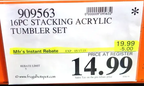 16 Piece Stacking Acrylic Tumbler Set Costco Price #909563