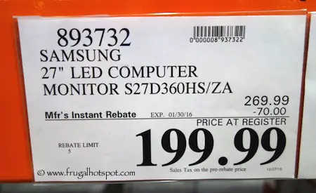  Samsung 27" LED Computer Monitor Costco Price