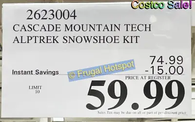 Cascade Mountain Tech ALPTREK Gear Pro Snowshoe Kit | Costco 2623004