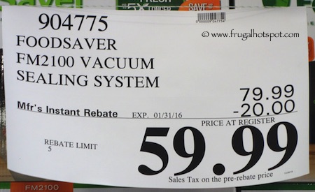 FoodSaver FM2100 Vacuum Sealing System Costco Price