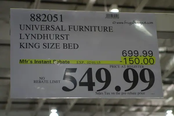 Universal Furniture Lyndhurst King Size Bed Costco Price