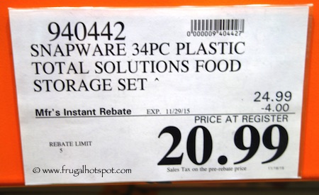 Snapware 34-Piece Plastic Food Keeper Set Costco Price