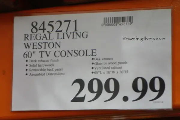 Regal Living Weston 60" TV Console Costco Price